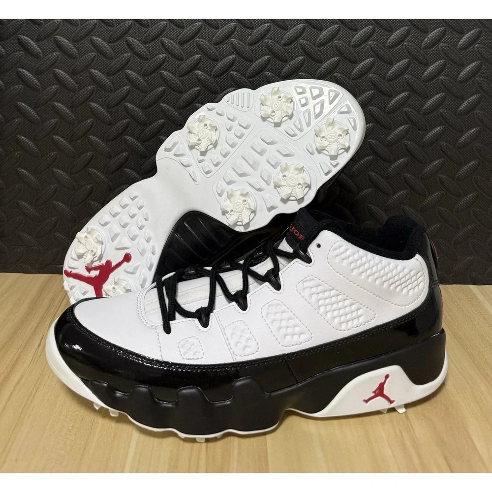 Nike Air Jordan 9 Retro Low FJ5934-100 Golf Shoes White Black Red Mens Size 10